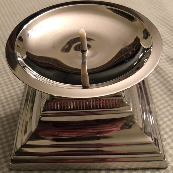 Vintage Pre 2000 Heavy Silver Tone 5” Sq Pillar Candle Holder 3 1/4” High - #455 - Picture 2 of 7